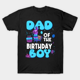 Dad Of The Birthday Boy Llama Dad And Mom Family Party T-Shirt